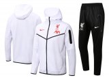Liverpool Hoodie White Training Suit Jacket + Pants Mens 2022/23