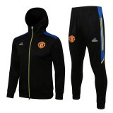 Manchester United Hoodie Black - Yellow Training Suit Jacket + Pants Mens 2021/22