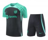 Barcelona Black - Green Training Jersey + Short Mens 2023/24