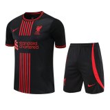 Liverpool Black Stripes Training Jersey + Short Mens 2022/23