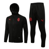 AC Milan Hoodie Black Training Suit Jacket + Pants Mens 2021/22