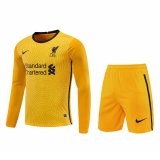 2020/2021 Liverpool Goalkeeper Yellow Long Sleeve Men's Soccer Jersey + Shorts Set