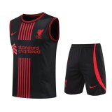 Liverpool Black Stripes Training Suit Singlet + Short Mens 2022/23