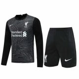 2020/2021 Liverpool Goalkeeper Black Long Sleeve Men's Soccer Jersey + Shorts Set