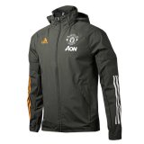 2020/2021 Manchester United Hoodie All Weather Windrunner Jacket Black II Mens