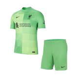 Liverpool Goalkeeper Green Jersey + Shorts Kids 2021/22