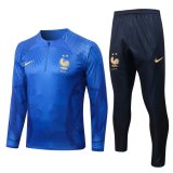 France Blue Stripe Training Suit Mens 2022/23