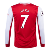 Arsenal Home Jersey Mens 2022/23 #Saka #7 Long Sleeve