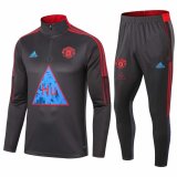 2020/2021 Manchester United Human Race Grey Half Zip Soccer Training Suit Men