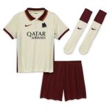 2020/2021 AS Roma Away White Kids Soccer Jersey Whole Kit (Shirt + Short + Socks)