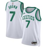 Boston Celtics White Swingman Jersey Classic Edition Mens 2023/24 #BROWN 7