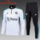 Manchester United White Training Sweatshirt + Pants Kids 2023/24