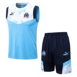 Olympique Marseille Sky Blue Training Suit Singlet + Short Mens 2021/22