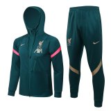 Liverpool Hoodie Green Training Suit Jacket + Pants Mens 2021/22