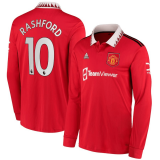 Manchester United Home Jersey Mens 2022/23 #Rashford #10 Long Sleeve