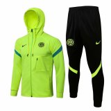 Inter Milan Hoodie Yellow Training Suit Jacket + Pants Mens 2021/22