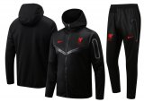Liverpool Hoodie Black Training Suit Jacket + Pants Mens 2022/23