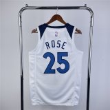 Minnesota Timberwolves White Swingman Jersey - Icon Edition Mens 2023/24 #ROSE -25