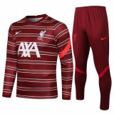 Liverpool Burgundy Stripe Training Suit Mens 2021/22