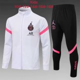 PSG x Jordan White Half Zip Training Suit Jacket + Pants Kid's 2021/22