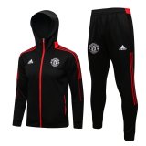 Manchester United Hoodie Black Training Suit Jacket + Pants Mens 2021/22