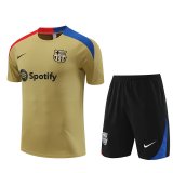 Barcelona Gold Training Jersey + Short Mens 2024/25