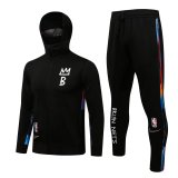 Brookly Nets 2020/2021 Hoodie Black Soccer Training Suit (Jacket + Pants) Mens