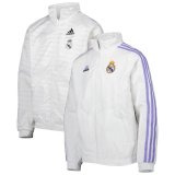 Real Madrid On-Field Team Logo Anthem Reversible White Full-Zip Windrunner Jacket Mens 2023/24
