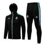 Real Madrid Black - Light Blue Training Suit Jacket + Pants Mens 2021/22