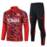 Manchester United Red Training Sweatshirt + Pants Mens 2023/24