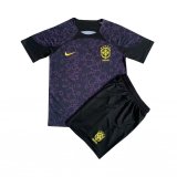Brazil Goalkeeper Black Jersey + Short Kids 2022