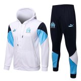 Olympique Marseille Hoodie White Training Suit (Jacket + Pants) Mens 2021/22