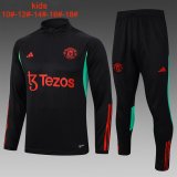 Manchester United Black Training Sweatshirt + Pants Kids 2023/24