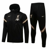 Liverpool Hoodie Black Training Suit Jacket + Pants Mens 2021/22