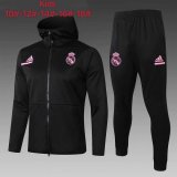 Kid's 2020-2021 Real Madrid Black Hoodie Jacket Soccer Training Suit