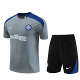 Inter Milan Grey Training Jersey + Short Mens 2024/25
