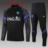 2020/2021 Netherlands Black Half Zip Soccer Training Suit Kid's