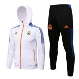 Real Madrid Hoodie White Training Suit Jacket + Pants Mens 2021/22