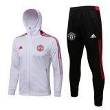 Manchester United Hoodie White Training Suit Jacket + Pants Mens 2021/22