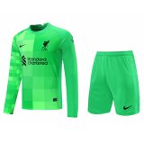Liverpool Goalkeeper Green LS Jersey + Shorts Mens 2021/22