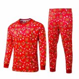 2020/2021 Manchester United Christmas Red Soccer Training Suit Men