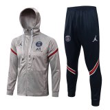 PSG x Jordan Hoodie Light Grey Dots Training Suit Jacket + Pants Mens 2021/22