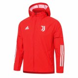 2020/2021 Juventus Hoodie All Weather Windrunner Jacket Red Mens