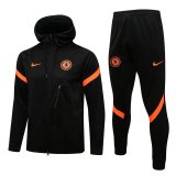 Chelsea Hoodie Black - Orange Training Suit Jacket + Pants Mens 2021/22