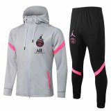 PSG x Jordan Hoodie Grey Training Suit (Jacket + Pants) Mens 2021/22