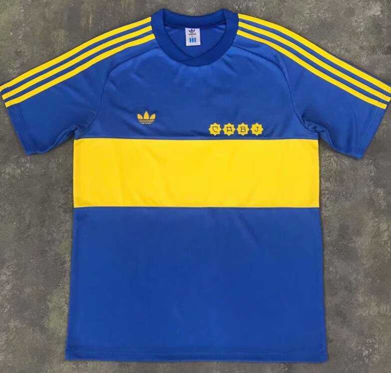 1981 Boca Juniors Retro Home Blue & Yellow Men Soccer Jersey Shirt