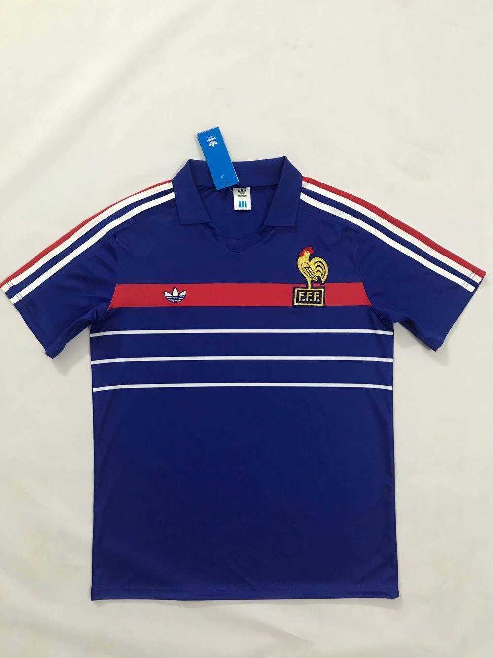 1984-1986 France Retro Home Blue Men Soccer Jersey Shirt