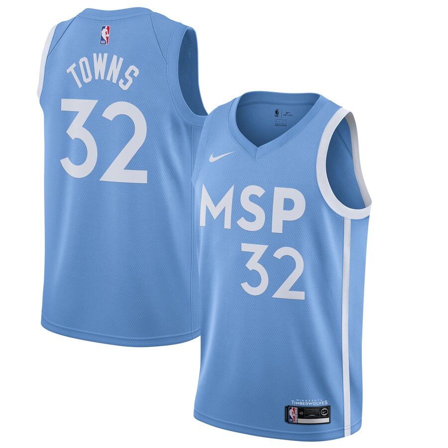 Minnesota Timberwolves 2019/2020 Blue SwingMens Jersey City Edition Mens (TOWNS #32)