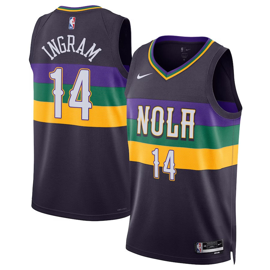 Orleans Pelicans 2022/2023 Purple SwingMens Jersey City Edition Mens (INGRAM #14)
