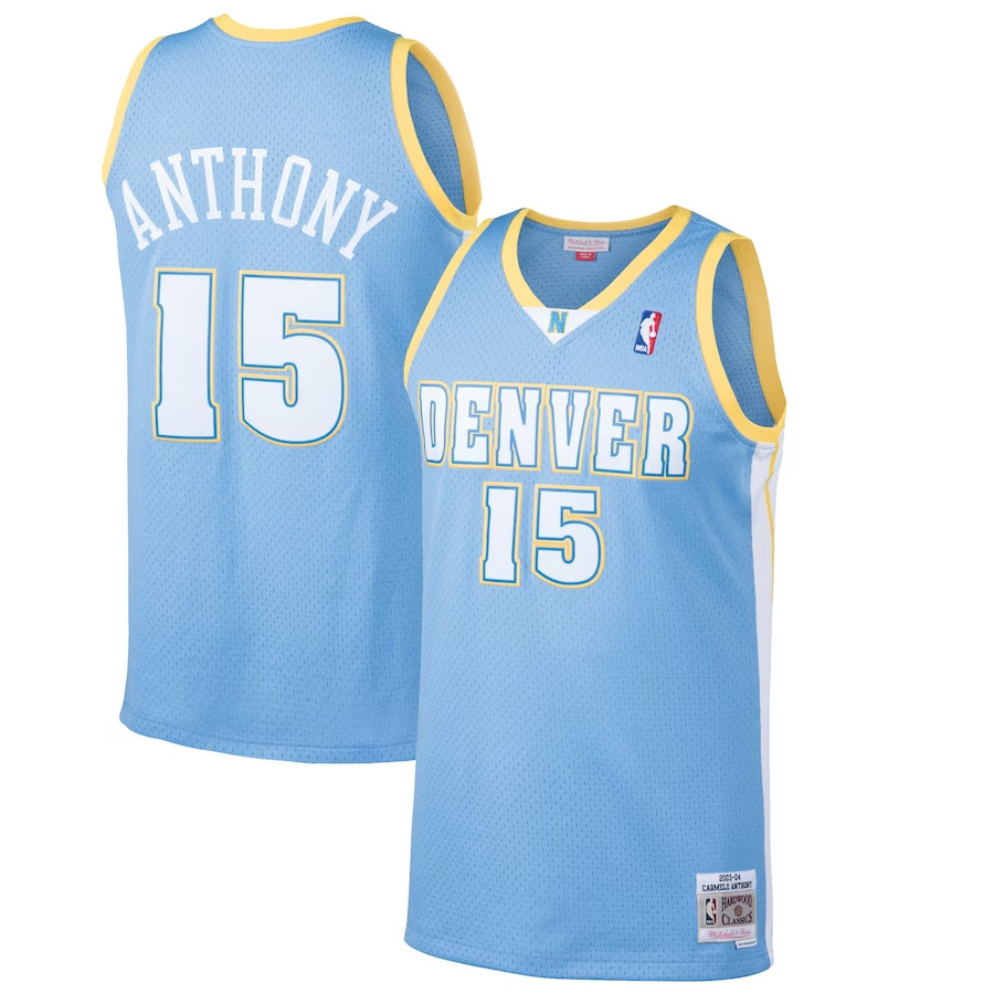 Denver Nuggets Light Blue Mitchell & Ness Hardwood Classics Swingman Jersey Mens 2003/2004 #ANTHONY - 15